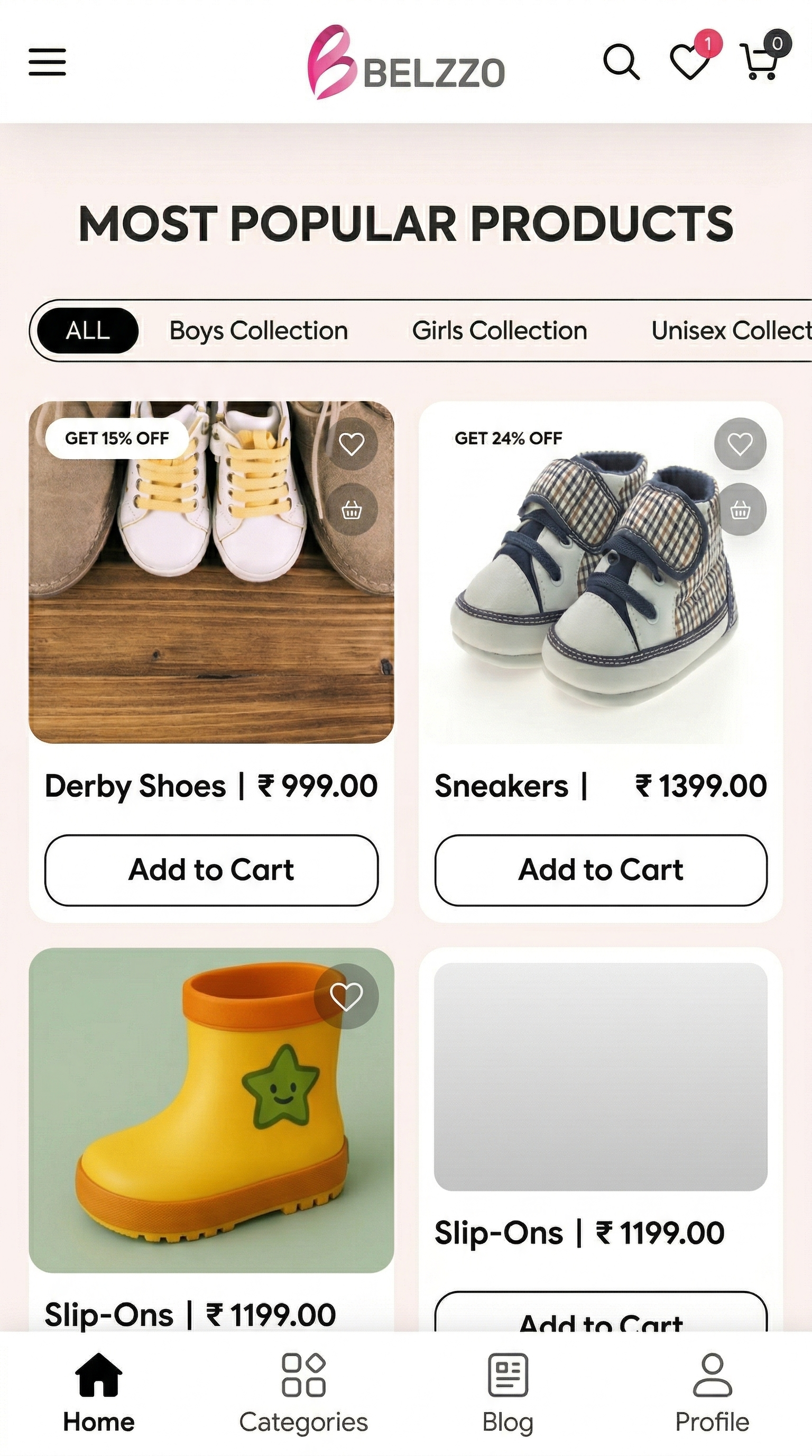 product page in mobile view