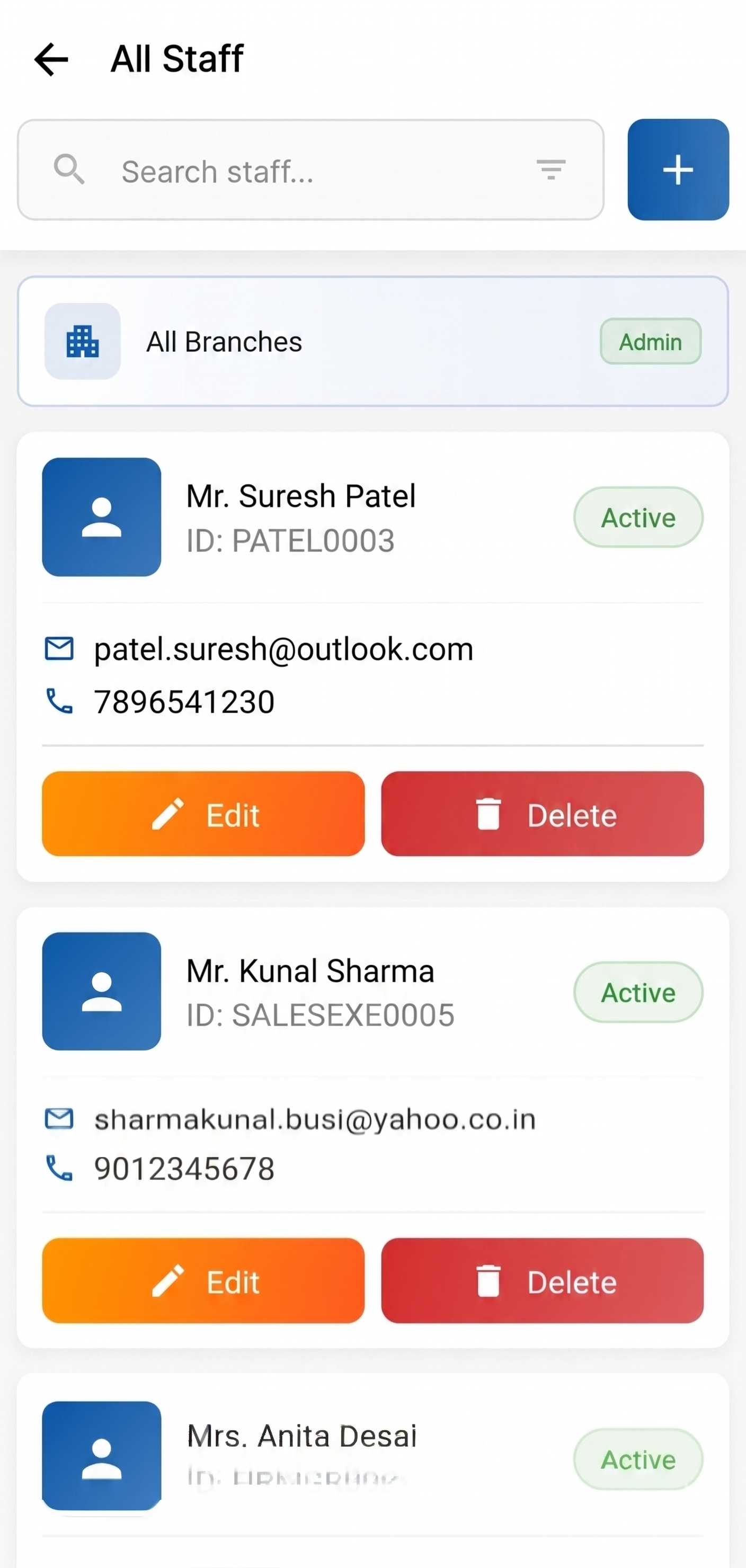 staff management dashboard interface by ivinfotech